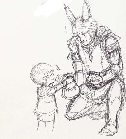 Arkhail receives raisins (art by broccoli https://arkhail.carrd.co/)